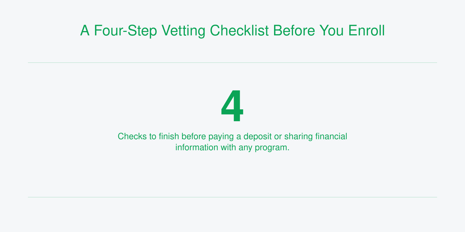 Four-step checklist for vetting a competency-based degree program before paying a deposit or sharing financial details